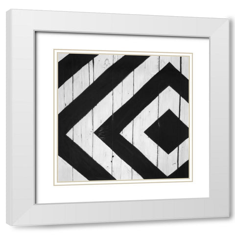 RHOMBUS ON WOOD White Modern Wood Framed Art Print with Double Matting by Atelier B Art Studio