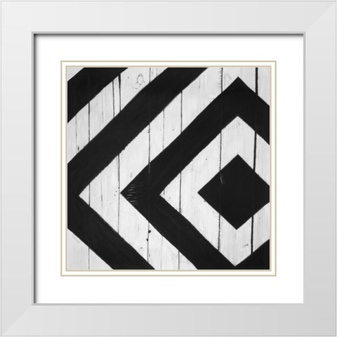 RHOMBUS ON WOOD White Modern Wood Framed Art Print with Double Matting by Atelier B Art Studio