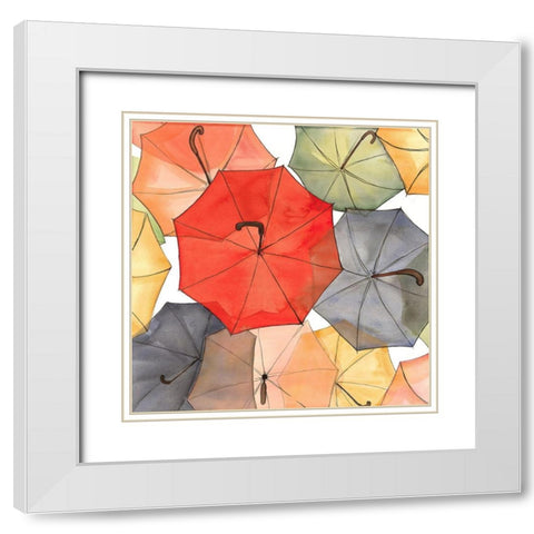 THE UMBRELLAS OF PETIT CHAMPLAIN White Modern Wood Framed Art Print with Double Matting by Atelier B Art Studio
