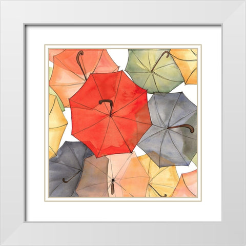 THE UMBRELLAS OF PETIT CHAMPLAIN White Modern Wood Framed Art Print with Double Matting by Atelier B Art Studio