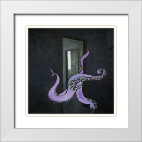 OCTOPUS STREET ART White Modern Wood Framed Art Print with Double Matting by Atelier B Art Studio