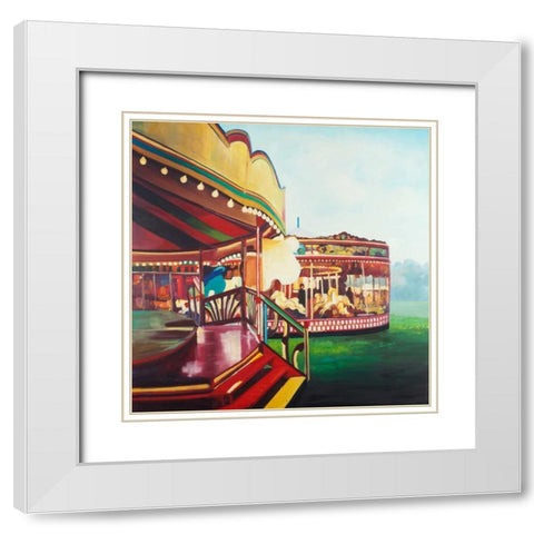 Carousel in a Carnaval White Modern Wood Framed Art Print with Double Matting by Atelier B Art Studio