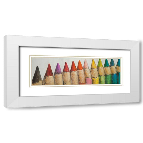 Colouring Pencils Close-up View White Modern Wood Framed Art Print with Double Matting by Atelier B Art Studio