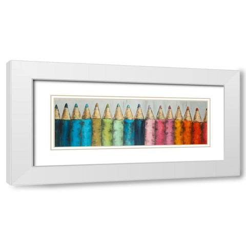 Colouring Pencils White Modern Wood Framed Art Print with Double Matting by Atelier B Art Studio