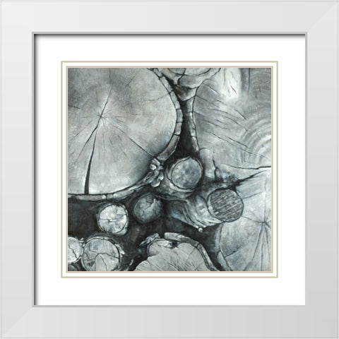 Textured Wooden Logs White Modern Wood Framed Art Print with Double Matting by Atelier B Art Studio