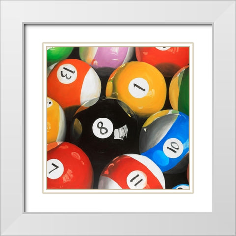 Pool Balls Closeup White Modern Wood Framed Art Print with Double Matting by Atelier B Art Studio