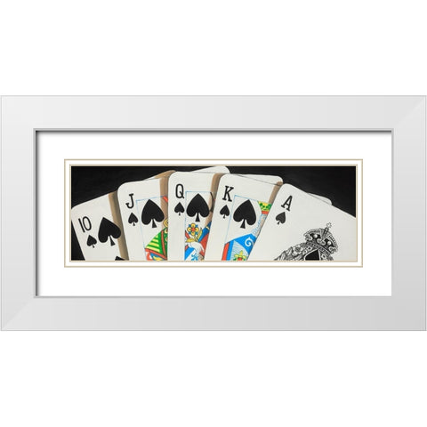 Spades Royal Flush Closeup White Modern Wood Framed Art Print with Double Matting by Atelier B Art Studio