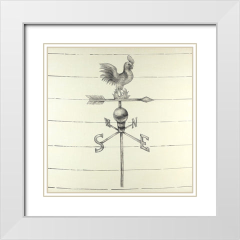 Vintage Weathervane White Modern Wood Framed Art Print with Double Matting by Atelier B Art Studio