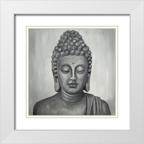 SPIRITUAL BUDDHA White Modern Wood Framed Art Print with Double Matting by Atelier B Art Studio