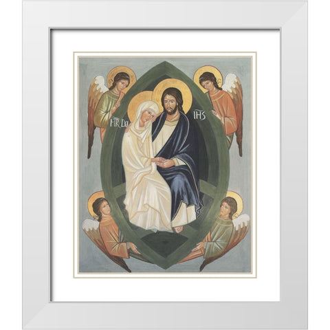 Holy Family Icon White Modern Wood Framed Art Print with Double Matting by anonymous