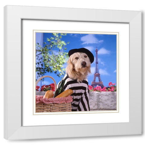 Visit to Paris White Modern Wood Framed Art Print with Double Matting by Hoenderkamp, Patrick