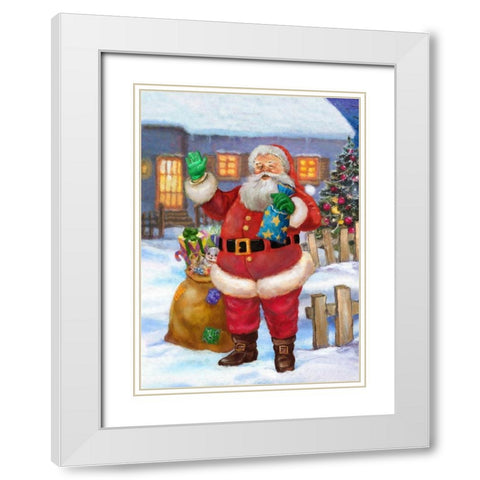 Santa Is Coming To Town White Modern Wood Framed Art Print with Double Matting by Hoenderkamp, Patrick