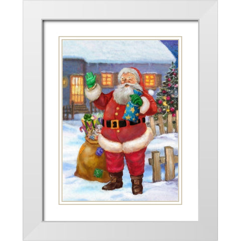 Santa Is Coming To Town White Modern Wood Framed Art Print with Double Matting by Hoenderkamp, Patrick