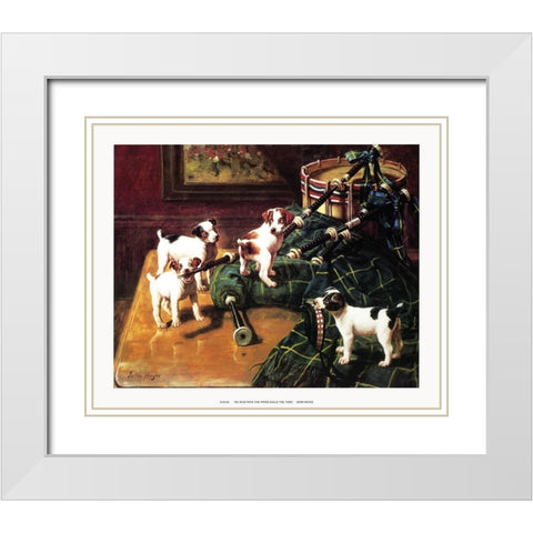 He Who Pays the Piper White Modern Wood Framed Art Print with Double Matting by Hayes, John