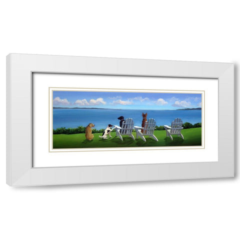Pups with a View White Modern Wood Framed Art Print with Double Matting by Saxe, Carol