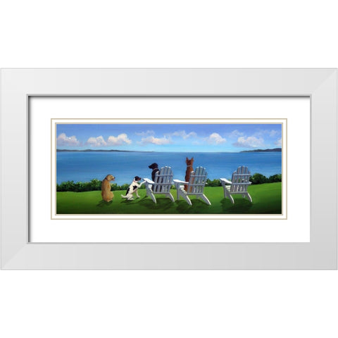 Pups with a View White Modern Wood Framed Art Print with Double Matting by Saxe, Carol