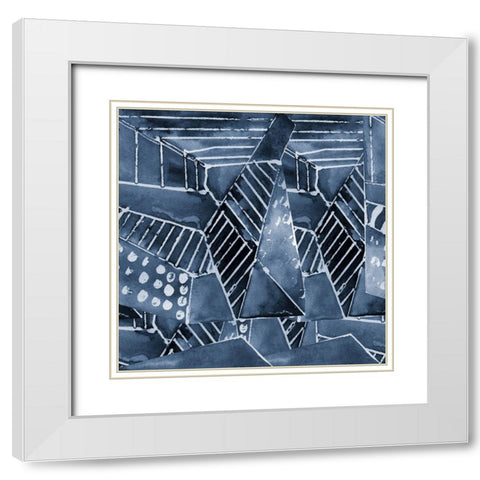 Geometric Abstract White Modern Wood Framed Art Print with Double Matting by Anonymous