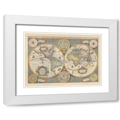 Nova Totius Terrarium, 1642 White Modern Wood Framed Art Print with Double Matting by Hondius, Jodocus