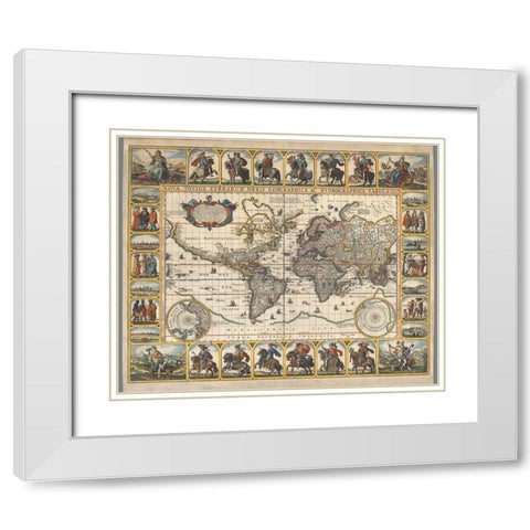 Nova Totius Terrarum Orbis Tabula, 1652 White Modern Wood Framed Art Print with Double Matting by Visscher, Claes Janszoon