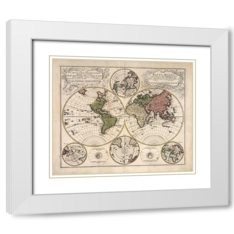 Mappa Universalis White Modern Wood Framed Art Print with Double Matting by Lowitz, G.M.