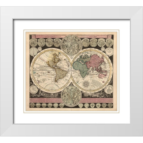 Planisphaerium White Modern Wood Framed Art Print with Double Matting by Visscher, Nicholas