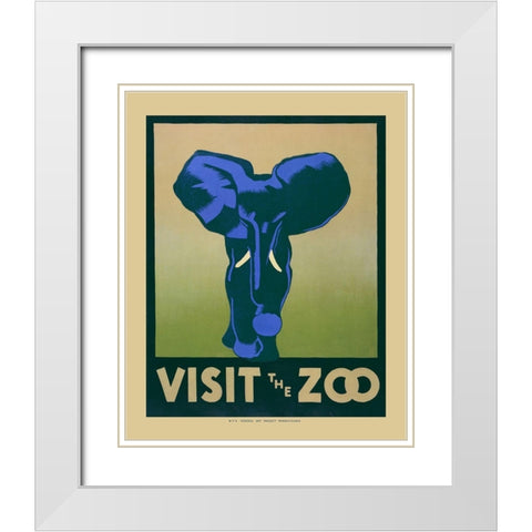 Visit The Zoo White Modern Wood Framed Art Print with Double Matting by Anonymous