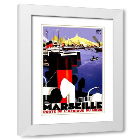 Marseille White Modern Wood Framed Art Print with Double Matting by Broders, Roger