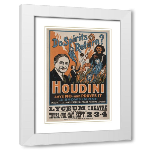 Houdini White Modern Wood Framed Art Print with Double Matting by Anonymous