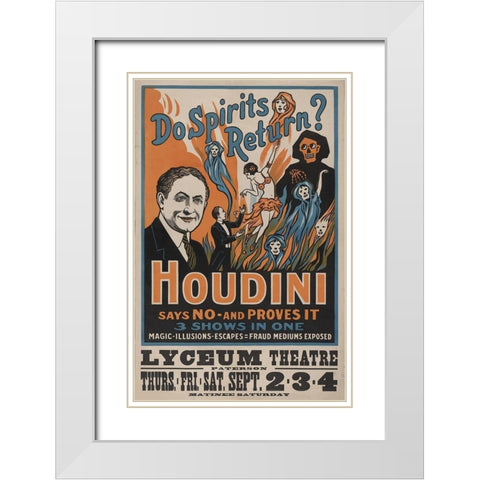 Houdini White Modern Wood Framed Art Print with Double Matting by Anonymous