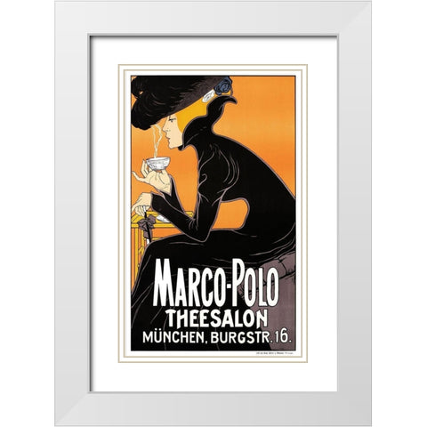 Marco Polo Theesalon White Modern Wood Framed Art Print with Double Matting by Anonymous