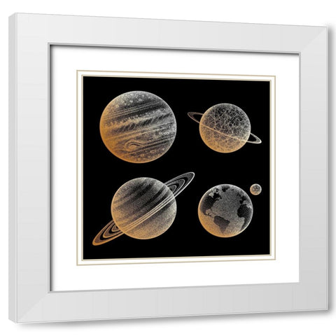Celestial Bodies White Modern Wood Framed Art Print with Double Matting by Sushchina, M.