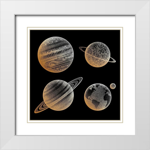 Celestial Bodies White Modern Wood Framed Art Print with Double Matting by Sushchina, M.