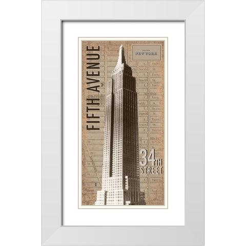 Empire State White Modern Wood Framed Art Print with Double Matting by Anonymous