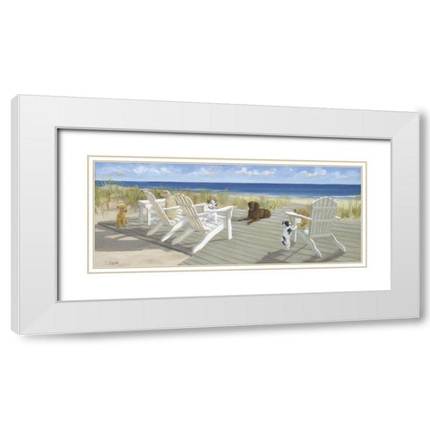 Dogs on a Deck White Modern Wood Framed Art Print with Double Matting by Saxe, Carol