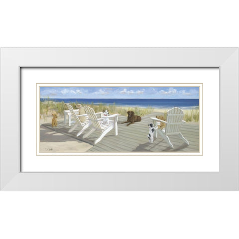 Dogs on a Deck White Modern Wood Framed Art Print with Double Matting by Saxe, Carol