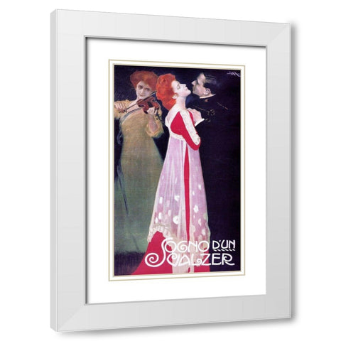 Sogno dun Valzer White Modern Wood Framed Art Print with Double Matting by Metlicovitz, Leopoldo