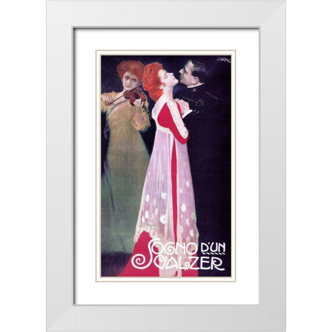 Sogno dun Valzer White Modern Wood Framed Art Print with Double Matting by Metlicovitz, Leopoldo