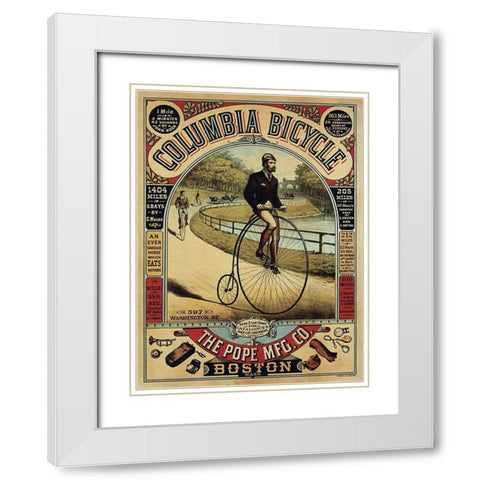Columbia Bicycle White Modern Wood Framed Art Print with Double Matting by Anon
