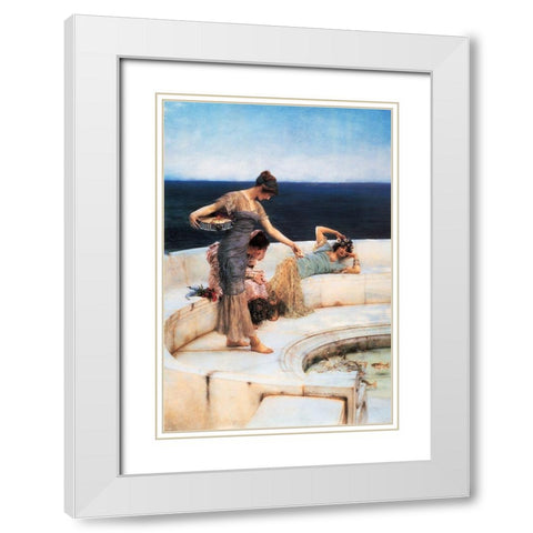 Silver Favourites White Modern Wood Framed Art Print with Double Matting by Alma-Tadema, Sir Lawrence