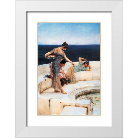 Silver Favourites White Modern Wood Framed Art Print with Double Matting by Alma-Tadema, Sir Lawrence