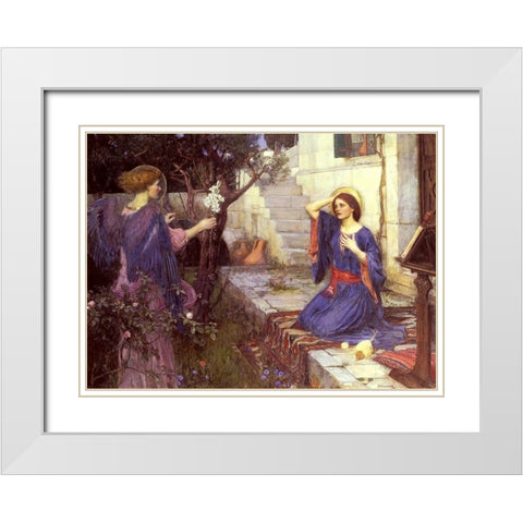 The Annunciation White Modern Wood Framed Art Print with Double Matting by Waterhouse, J. W.