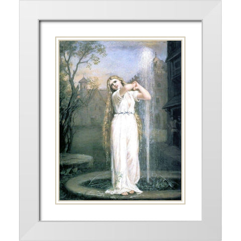 Ondine White Modern Wood Framed Art Print with Double Matting by Waterhouse, J. W.