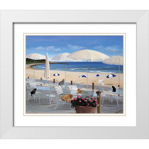 Beach Club Deck 2 White Modern Wood Framed Art Print with Double Matting by Saxe, Carol