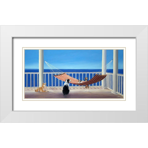 Dogs in Hammock  White Modern Wood Framed Art Print with Double Matting by Saxe, Carol