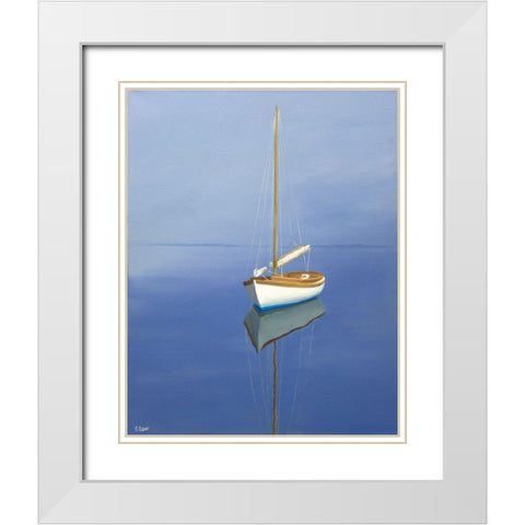 Moored Sailboat White Modern Wood Framed Art Print with Double Matting by Saxe, Carol