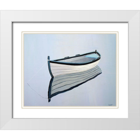 Moored Rowboat IV White Modern Wood Framed Art Print with Double Matting by Saxe, Carol