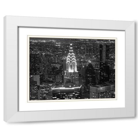 Night View of the Chrysler Building White Modern Wood Framed Art Print with Double Matting by Gagliardi, Giovanni
