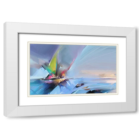 Colorful Oil Seascape White Modern Wood Framed Art Print with Double Matting by Pornmingmas, N.
