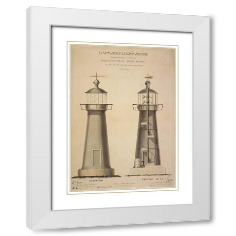 Cast-Iron Light House White Modern Wood Framed Art Print with Double Matting by C. Hastings