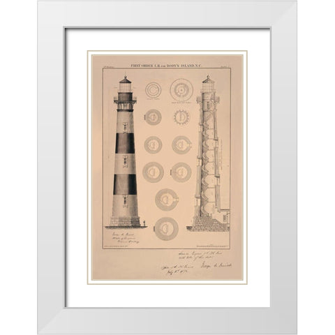 Bodys Island Light House White Modern Wood Framed Art Print with Double Matting by Anonymous